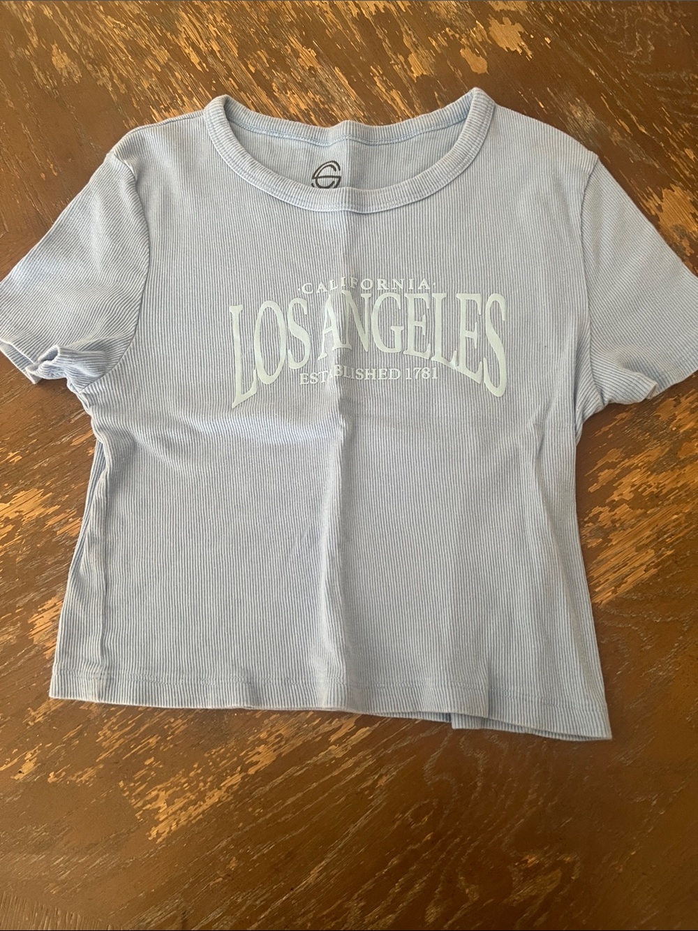 Los Angeles Ribbed Tee - Light Blue